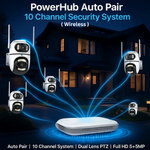 Maizic Smarthome PowerHub 5MP+5MP Dual Lens Wireless CCTV NVR Kit | Auto-Pair 10-Channel System | Dual Lens PTZ Cameras | 100M Long-Range WiFi | ONVIF Compatible | Full-Color Night Vision | 2-Way Audio | App Live View