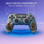 Maizic Smarthome Funetic “God of War” Themed Bluetooth Wireless P4 Gaming Controller – Compatible with PS4/PS4 Pro/PS4 Slim/PC/Smartphone | Dual Vibration, Turbo, Touchpad, Type-C Charging, 10hr Battery | Works with PS5 | Includes Case