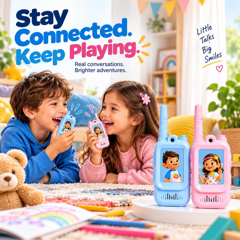 Maizic Smarthome Children's Video Calling Toy with Camera, Blue & Pink, Pack of 2 Two-Way Video & Voice Calling, Interactive Communication, USB-C Rechargeable, Face-to-Face Video Chat