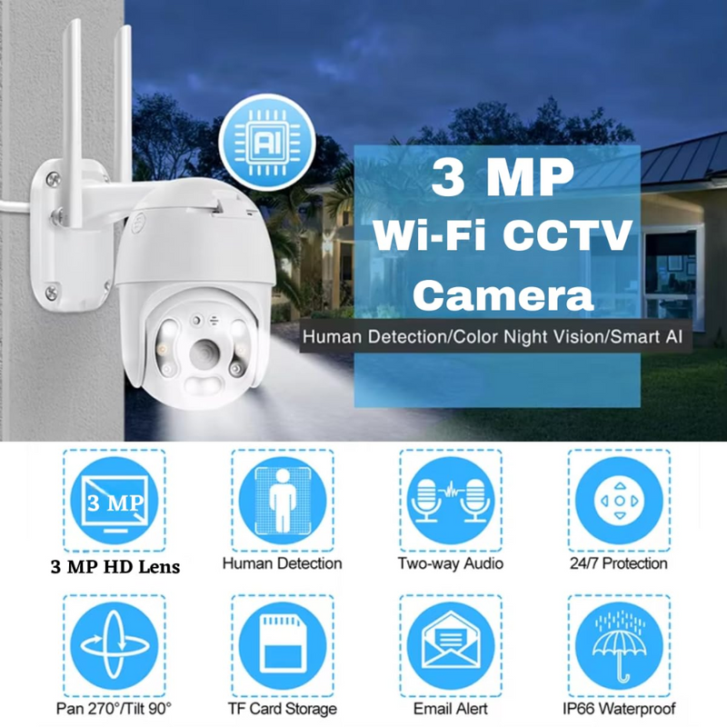 Maizic Smarthome 360° 3MP Full HD Wi-Fi Wireless IP CCTV Security Camera