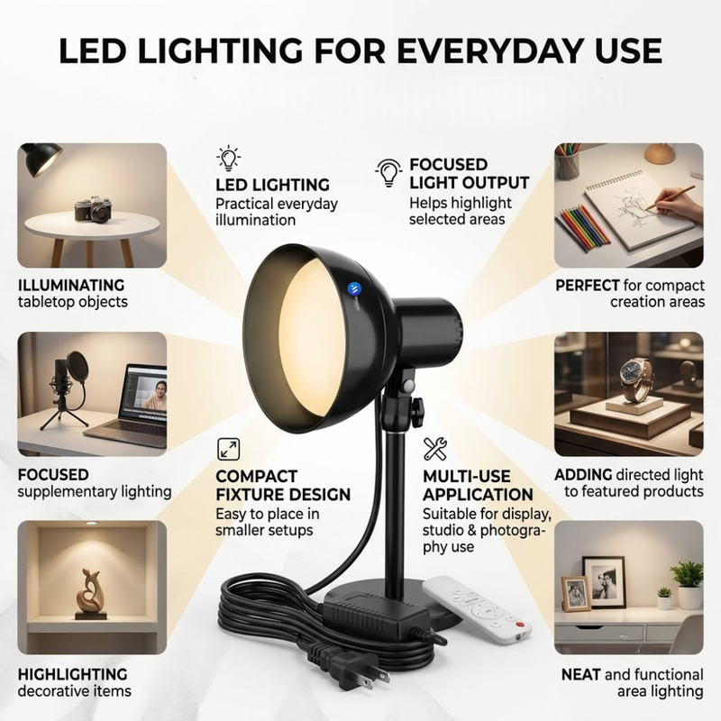 Maizic Smarthome Adjustable LED Recessed Spotlight, Flexible Mini Photography Light for Studio, Video Recording, Product Shoots & Display Lighting