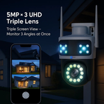 Maizic Smarthome Tricam 4G White 5MP x 3 UHD Triple Lens/Triple Screen Outdoor CCTV Camera | Color Night Vision | AI Human Detection | 2-Way Audio | IP66 Waterproof Home Security Camera