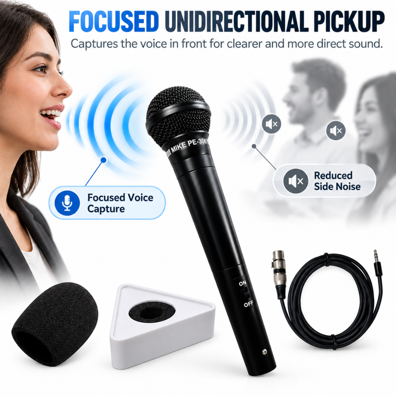 Maizic Smarthome Unidirectional Reporter Microphone with Noise Reduction, Wired Handheld Mic for Smartphone, Clear & Crisp Voice Recording for YouTube, Vlogging, Interviews, Podcasting & Blogging