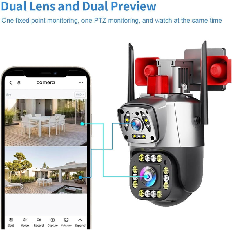 Supercam Siren Camera with 4K 2in1 5MP Dual Lens Wireless Wi-Fi Outdoor Camera