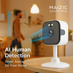 Maizic Smarthome Kyron CubeCam 3MP UHD WiFi Indoor CCTV Camera | Manual 360° Rotate | Color Night Vision | AI Human Detection | Two-Way Audio | Multi-User Access