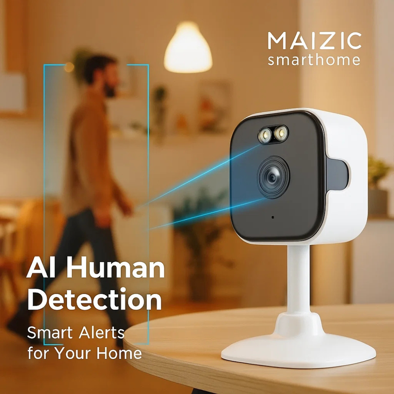 Maizic Smarthome Kyron CubeCam 3MP UHD WiFi Indoor CCTV Camera | Manual 360° Rotate | Color Night Vision | AI Human Detection | Two-Way Audio | Multi-User Access