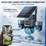 Maizic Smarthome Ultragenie 4G Solar Triple Lens CCTV Camera | 5MP×3 (15MP) AI Triple PTZ | Triple Screen View | 360° Outdoor Security Camera | Color Night Vision | Human Detection | 2-Way Audio | IP66 Waterproof