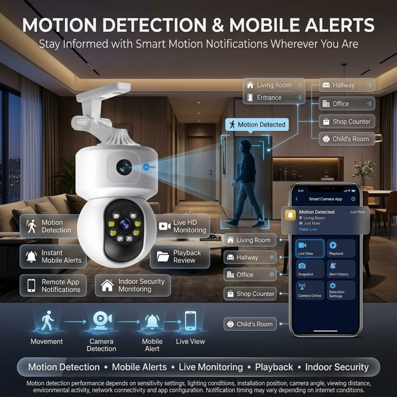 Maizic Smarthome Fox 5+5MP WiFi CCTV Camera for Home Security | Dual Lens Dual Screen Outdoor Camera | AI Motion Detection | Color Night Vision | Two-Way Audio | IP66 Weatherproof | Mobile App Remote View