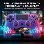 Maizic Smarthome Funetic Purple Wireless Bluetooth P4 Controller | Dual Vibration Gamepad with Turbo, Touchpad | Type-C Fast Charging, 10Hr Battery | Compatible With PC & Smartphones
