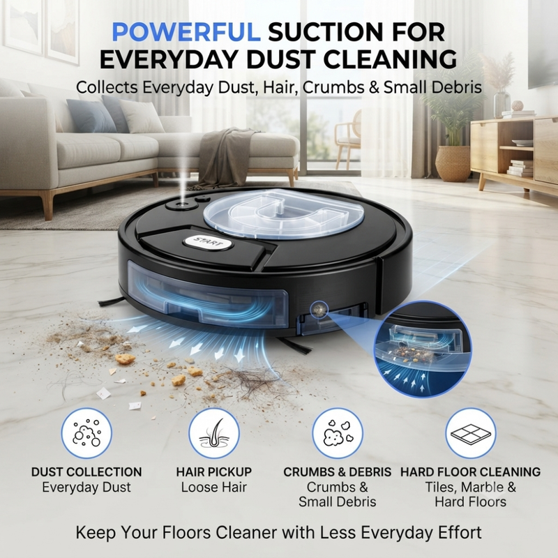 Maizic Smarthome SweepX 1 Robot Vacuum Cleaner for Home, 2-in-1 Automatic Sweeping, Vacuuming & Powerful Suction, Water Spray Function, Compact Floor Cleaning Robot for Tiles & Marble