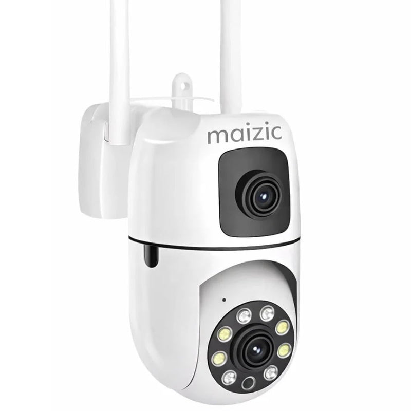 Maizic Smarthome Ask 5MP WiFi AI Agent CCTV Camera | Dual-Lens View | Hindi & English Voice Daily Briefing | Face Recognition, Smart Journal, ProofCam Video Evidence & Colour Night Vision