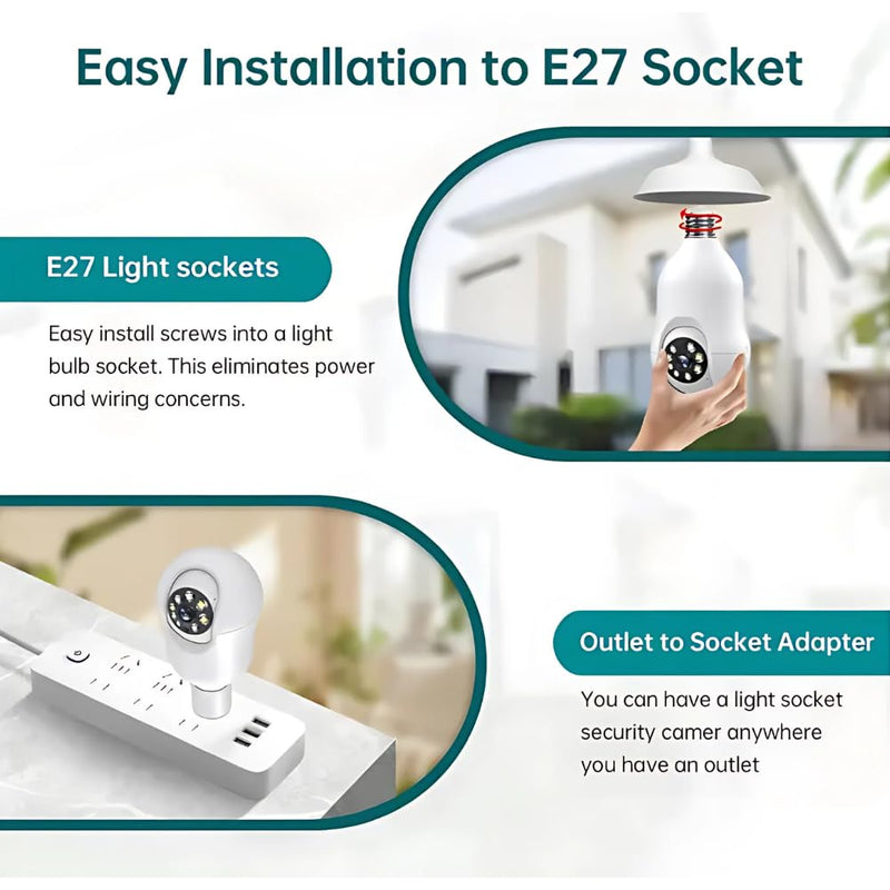 Maizic Smarthome Orbit 360° Dual Pack | 3MP Wi-Fi Bulb CCTV Camera with Motion Tracking, Color Night Vision, Two-Way Audio | Compatible with B22 & E27 Holders (Pack of 2)