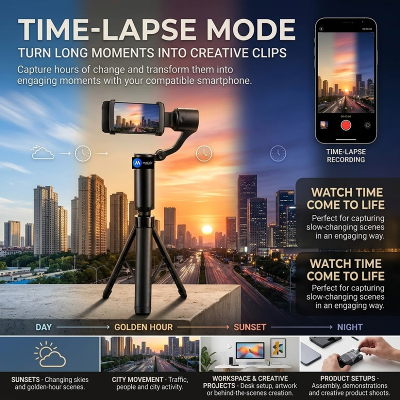 Maizic Smarthome Gimbal Camera G4 Smartphone Gimbal Stabilizer with AI Face Tracking, Grip Tripod, FPV Mode, Time-Lapse & Up to 12 Hours Battery, Handheld Phone Stabilizer for Vlogging & Reels – Black