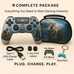 Maizic Smarthome Funetic “God of War” Themed Bluetooth Wireless P4 Gaming Controller – Compatible with PS4/PS4 Pro/PS4 Slim/PC/Smartphone | Dual Vibration, Turbo, Touchpad, Type-C Charging, 10hr Battery | Works with PS5 | Includes Case