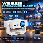 Maizic Smarthome Nano Lumora HD Smart LED Projector, Native 720P, 220 ANSI Lumens, 150 Inch Display, Dual Band WiFi, Bluetooth, Auto Keystone, Android & iOS Screen Mirroring, HDMI & USB