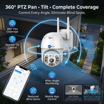 Maizic Smarthome Fox Smart 5MP WiFi Outdoor CCTV Camera | 360° PTZ Pan Tilt Zoom | 50m Color Night Vision | AI Motion Detection | Two-Way Audio | IP66 Weatherproof & Rain Resistant | SD Card Recording | Remote Live View (White)