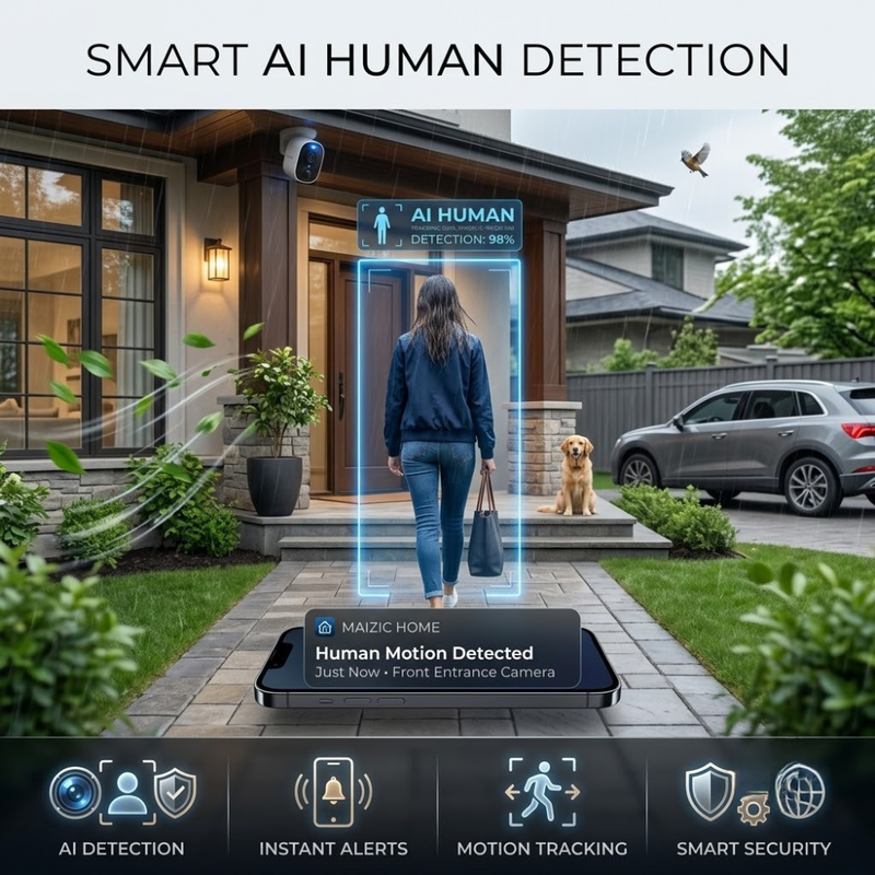 Maizic Smarthome Supercam TwinView 10MP Dual Lens Outdoor WiFi CCTV Camera | Watch Two Views at Once | 360° Pan Tilt + Fixed Lens | AI Human Detection | Full Color Night Vision | Two-Way Intercom | IP66 Waterproof