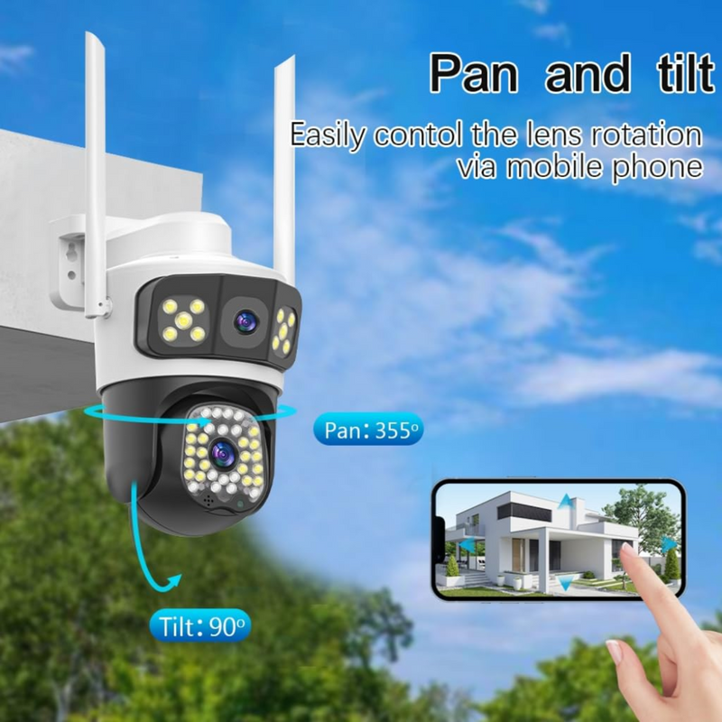 Maizic Smarthome 2k 8MP 3 in 1  Triple View WiFi Wireless PTZ Outdoor Security Camera