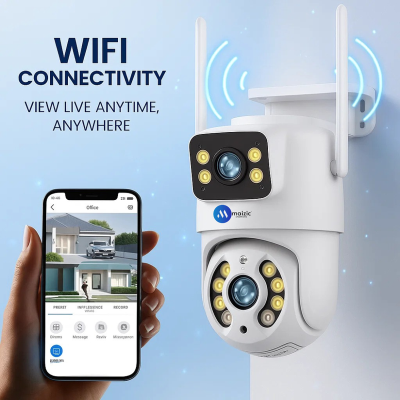 Maizic Smarthome Supercam Fox 5MP+5MP Dual Lens WiFi Outdoor Security Camera | Full HD 360° View | Color Night Vision | AI Human Detection | 2-Way Audio | Waterproof CCTV with 128GB SD Support | Multi-User Access