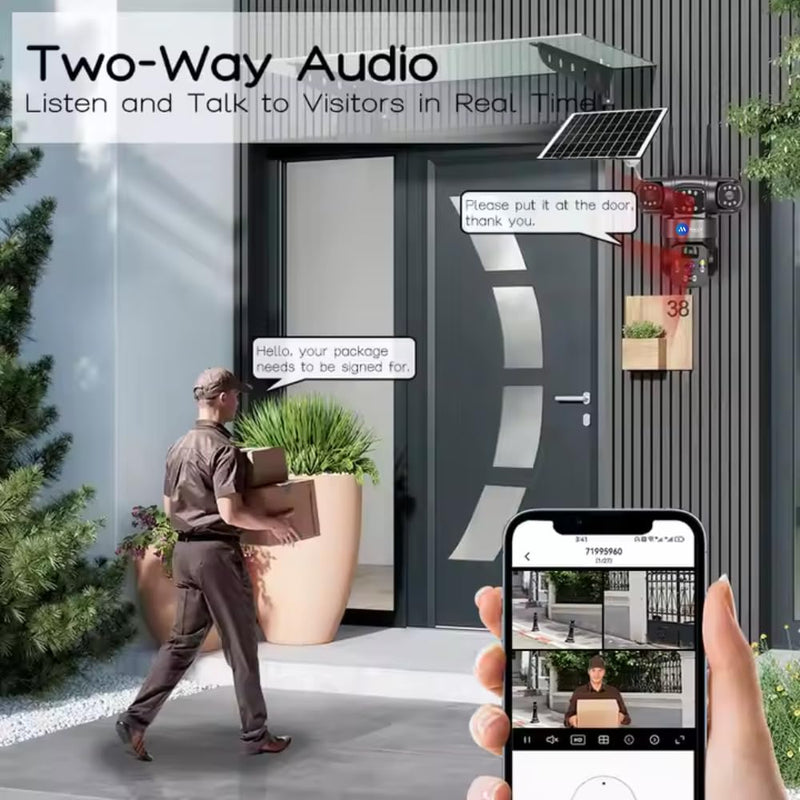 Renewed Maizic Smarthome Batman Solar 4G CCTV Camera (5MP + 5MP) | Dual Lens, Triple Screen FHD View | Outdoor SIM Camera with Color Night Vision, Two-Way Talk, AI Motion Detection & All SIM Support