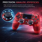 Maizic Smarthome Funnetic P4 Wireless Gaming Controller, Transparent Red Gamepad with Dual Vibration Motors, Touch Pad, 800mAh Battery, 3.5mm Headset Jack & Plug-and-Play Support – Compatible with P3, P4, Windows PC & Android