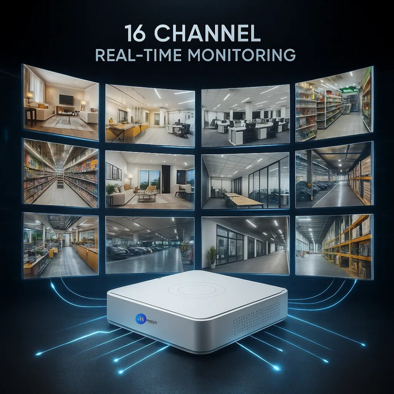 Maizic Smarthome 16 Channel Full HD Smart NVR/XVR Recorder | Two-Way Audio | Coax & IP Camera Support | Real-Time Monitoring | Mobile App Live View | HDMI & VGA Output | Smart Surveillance Hub for Home & Office