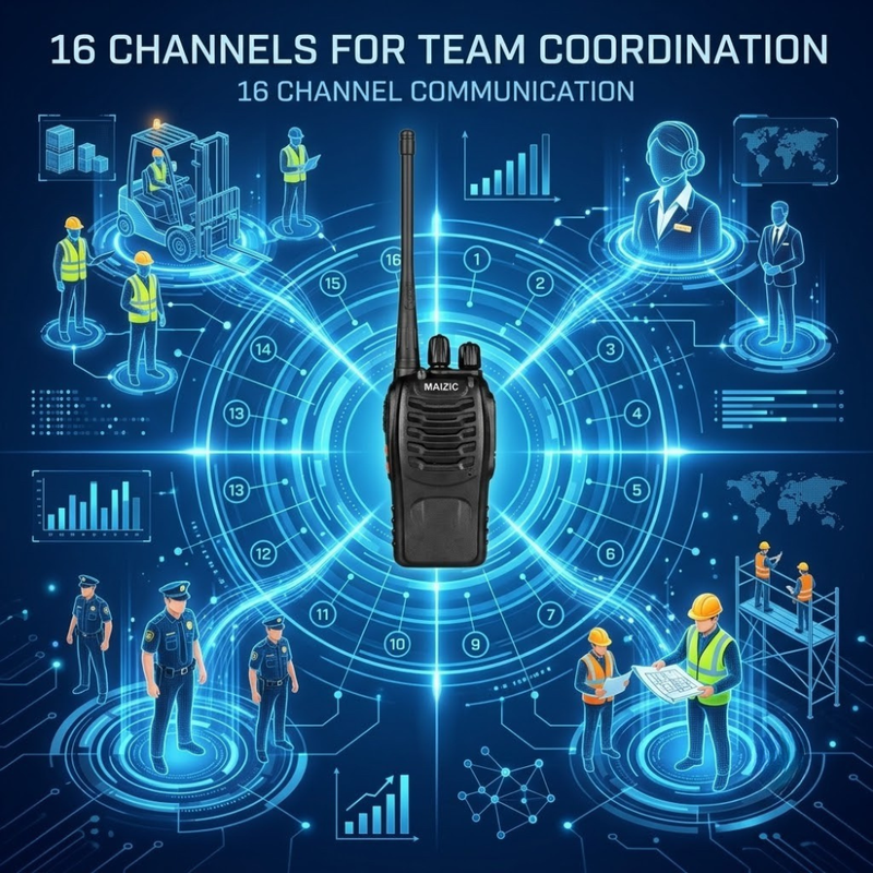 Maizic Smarthome Rechargeable Walkie Talkie Pack of 2 | Up to 5KM Range | 16-Channel Two-Way Radio | Push-to-Talk Wireless Communication | Rechargeable Battery | Portable Handheld Transceiver for Security, Warehouse, Camping & Outdoor Use