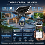 Maizic Smarthome Batman Solar 4G SIM Outdoor CCTV Camera 5MP×3 Triple Lens | AI PTZ Security Camera | Triple Screen Live View | Color Night Vision | Human Detection | Two-Way Audio | Solar Powered | Black
