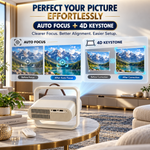 Maizic Smarthome Lumora Gold Smart Projector, Native 1080P, 4K Support, 750 ANSI, Android 14, WiFi 6, Bluetooth, Auto Focus, Auto Keystone, 360° Rotation, Dust-Proof Design, Air Inlet, RGB Light