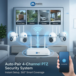 Maizic Smarthome PowerHub 3MP HD Wireless CCTV NVR Kit | Auto-Pair 4-Channel Security System | PTZ Cameras | 100M Long-Range Dual-Band Wi-Fi | IP66 Waterproof | Motion Detection | 2-Way Audio | App Live View
