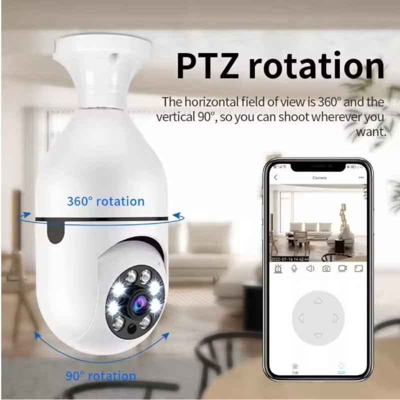 Maizic Smarthome 3MP WiFi Robo Bulb CCTV Camera (Pack of 2) | 360° PTZ Control, Motion Detection Alerts, Two-Way Audio, Color Night Vision | Indoor & Outdoor Home Security