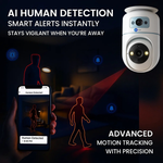 Maizic Smarthome Pikacam 4MP UHD Indoor WiFi PTZ Camera | 2-Lens/Screen View 360° Rotation | Color Night Vision | AI Motion Detection | Two-Way Audio | V380 Pro App | Supports 128GB SD & Cloud