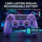 Maizic Smarthome Funetic Purple Wireless Bluetooth P4 Controller | Dual Vibration Gamepad with Turbo, Touchpad | Type-C Fast Charging, 10Hr Battery | Compatible With PC & Smartphones