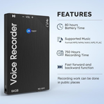Maizic Smarthome Voice Note 6 64GB Digital Voice Recorder with AI Noise Reduction, Up to 750 Hours Recording, MP3 Playback, Portable Audio Recorder & Dictaphone for Meetings, Lectures, Interviews