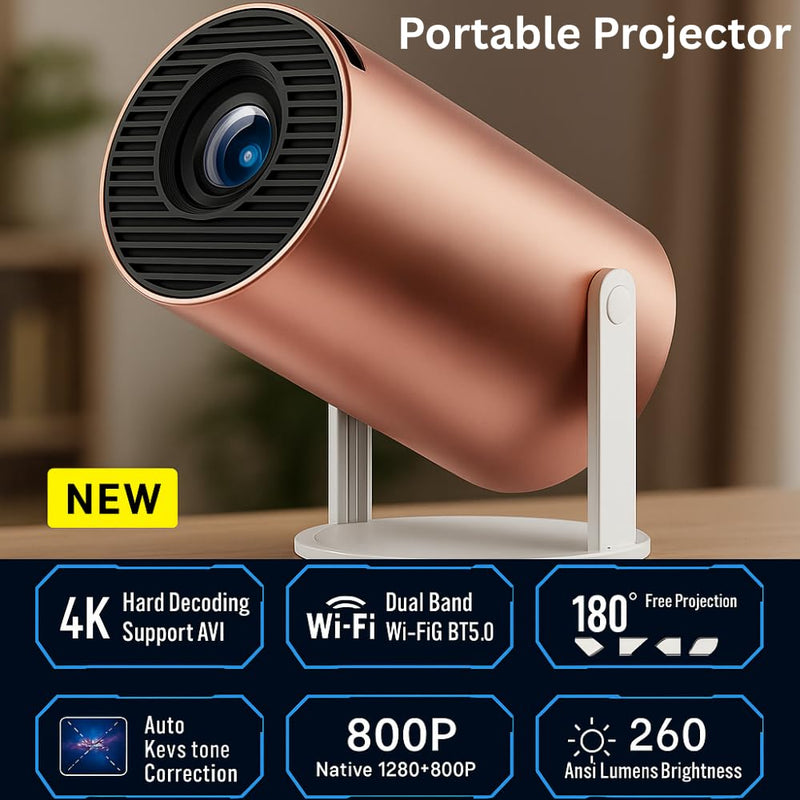 Maizic Smarthome Rose 2X Android Smart Projector | 13.0 OS | 950S Chip | Native 800P, Supports 1080P & 4K | 4D & Auto Keystone | Netflix, Prime, Wi-Fi, Bluetooth | Screen Mirroring