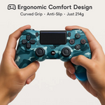 Maizic Smarthome Funetic “Blue Camo” Themed Bluetooth Wireless P4 Gaming Controller – Compatible with PS4/PS4 Pro/PS4 Slim/PC/Smartphone | Dual Vibration, Turbo, Touchpad, Type-C Charging, 10hr Battery | Works with PS5 | Includes Case