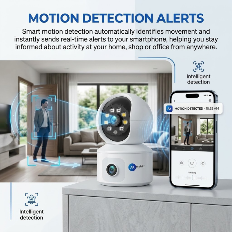 Maizic Smarthome PikaCam 8MP WiFi Indoor CCTV Camera for Home | 360° Pan & Tilt Security Camera | Color Night Vision, Motion Detection, Two-Way Audio, Mobile App Remote Access, Smart Home Camera