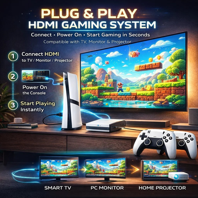 Maizic Smarthome GS5 Pro 4K Wireless Retro Video Game Console with 30,000+ Built-in Games & 53 Emulators | Plug & Play HDMI Gaming System for TV, PC & Projector | Includes 2 Wireless Controllers