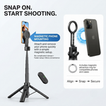 Maizic Smarthome CreatorPod 1 1.7M Magnetic Selfie Stick Tripod with Bluetooth Remote, Aluminum Alloy Extendable Phone Tripod Stand with Magnetic Ring for Vlogging, Selfies