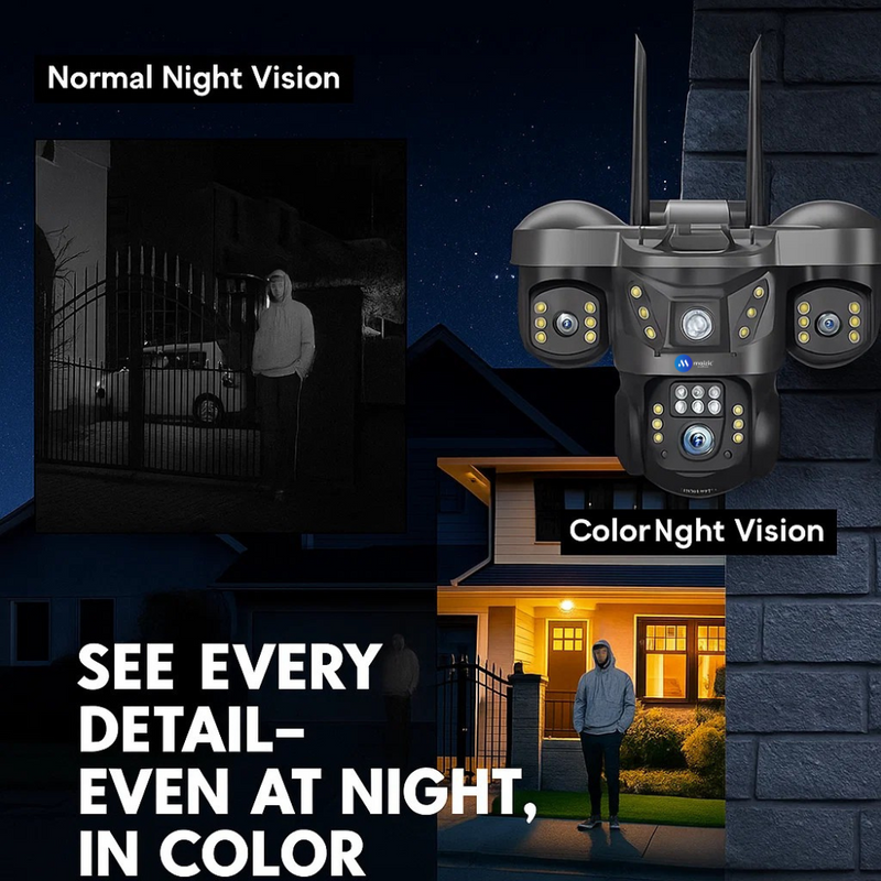 Maizic Smarthome Trion X 5MP×3 Triple Lens 4G SIM CCTV Camera | Outdoor Security Camera Without WiFi | 360° PTZ Rotation, Color Night Vision, AI Motion Detection, Two-Way Audio, SD Card Support