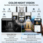 Maizic Smarthome Trigenie 4G SIM Triple Lens CCTV Camera, 5MP×3 Outdoor Security Camera with 360° PTZ, Triple Screen View, Color Night Vision, AI Motion Detection, 2-Way Audio & App Remote Access (Black)