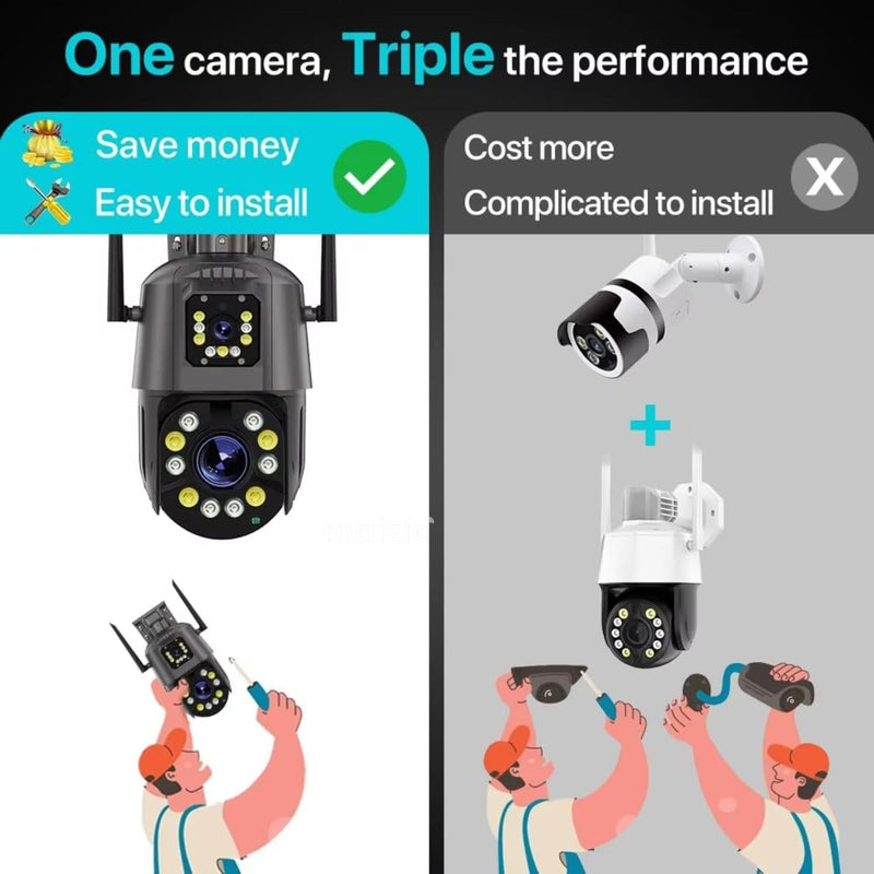 Maizic Smarthome Falcon 8MP Dual Lens PTZ WiFi Camera – 36X Optical Zoom, Outdoor CCTV, 180m Day/100m Night View, Color Night Vision, 2-Way Audio, ISCEE App