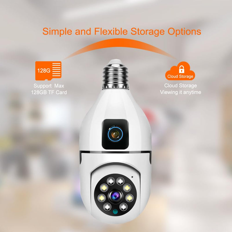 Supercams 2-in-1 Dual Lens Dual Screen Bulb 4MP Wi-Fi Wireless Camera