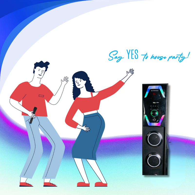 DJ Star Boy Tower Speaker - Powerful Sound, Elegant Design | Bluetooth, USB, FM Radio | Karaoke Mic Included