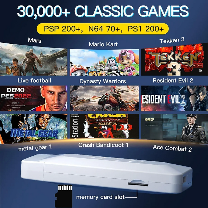 Maizic Smarthomes M22 Game Stick | 64GB Retro Gaming Console | 30,000+ Games | Built-in 52 Emulators | Wireless HD Controller | Classic Edition with Tekken, Mario, Road Fighter, GTA VCity, God of War