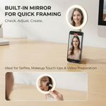 Maizic Smarthome Creator Selfie Light for Mobile | 32 LED Portable Rechargeable Fill Light with 3 Brightness Levels, 2700K–6500K, Built-in Mirror, 750mAh Battery | Reels, Vlogging, Selfies & Makeup