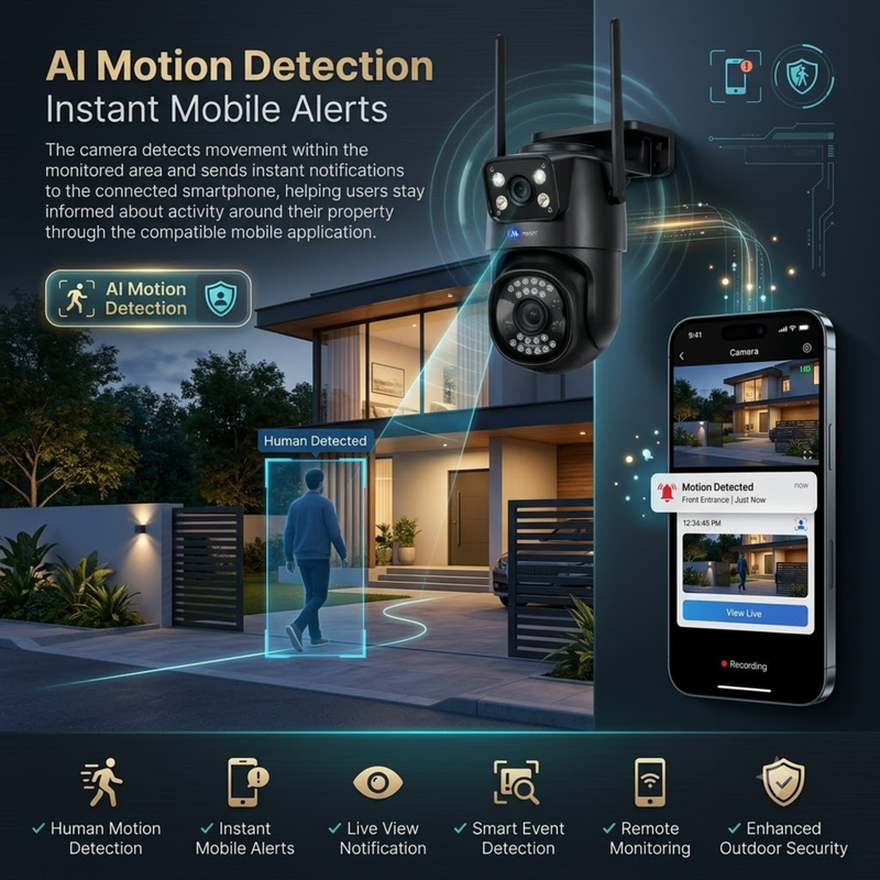Maizic Smarthome Mini Supercam Black 4G SIM CCTV Camera for Home Outdoor | 10MP (5MP+5MP) Dual Lens Dual Screen | 360° PTZ Security Camera, Color Night Vision, AI Motion Detection, Two-Way Audio, Multi-User View, App Control
