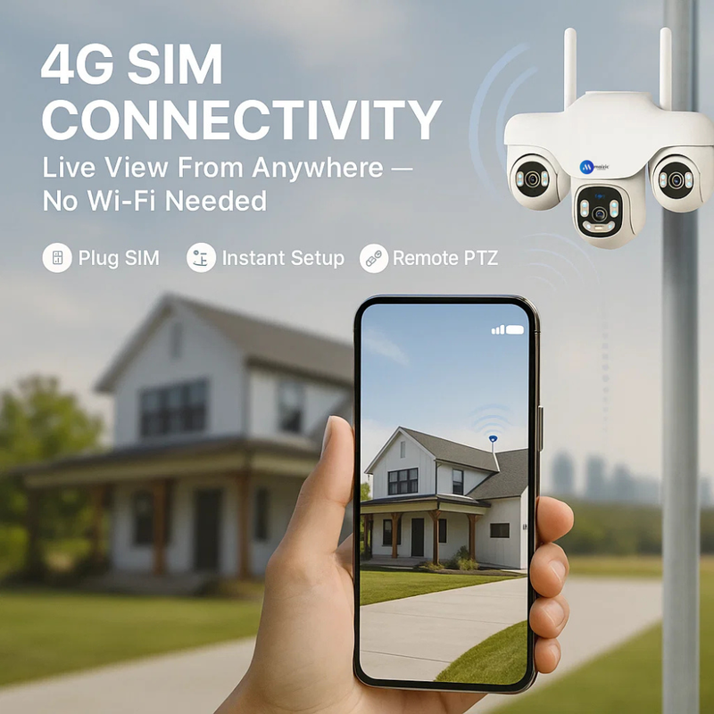Maizic TRIGENIE 4G AI Triple Lens Outdoor Security Camera  Full-Coverage Smart Surveillance | 4G SIM Support | 3MP×3 FHD Clarity | AI Motion Detection