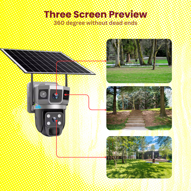 4G Sim Based CCTV Dual Lens/Dual Screen View [4MP+4MP] Solar Powered Security Camera