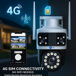 Maizic Smarthome Tricam 4G White 5MP x 3 UHD Triple Lens/Triple Screen Outdoor CCTV Camera | Color Night Vision | AI Human Detection | 2-Way Audio | IP66 Waterproof Home Security Camera